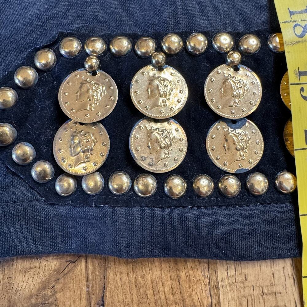 VTG Gepetto Long Sleeve Top With Gold Coin and Studded Embellishments Womens L - Picture 5 of 8